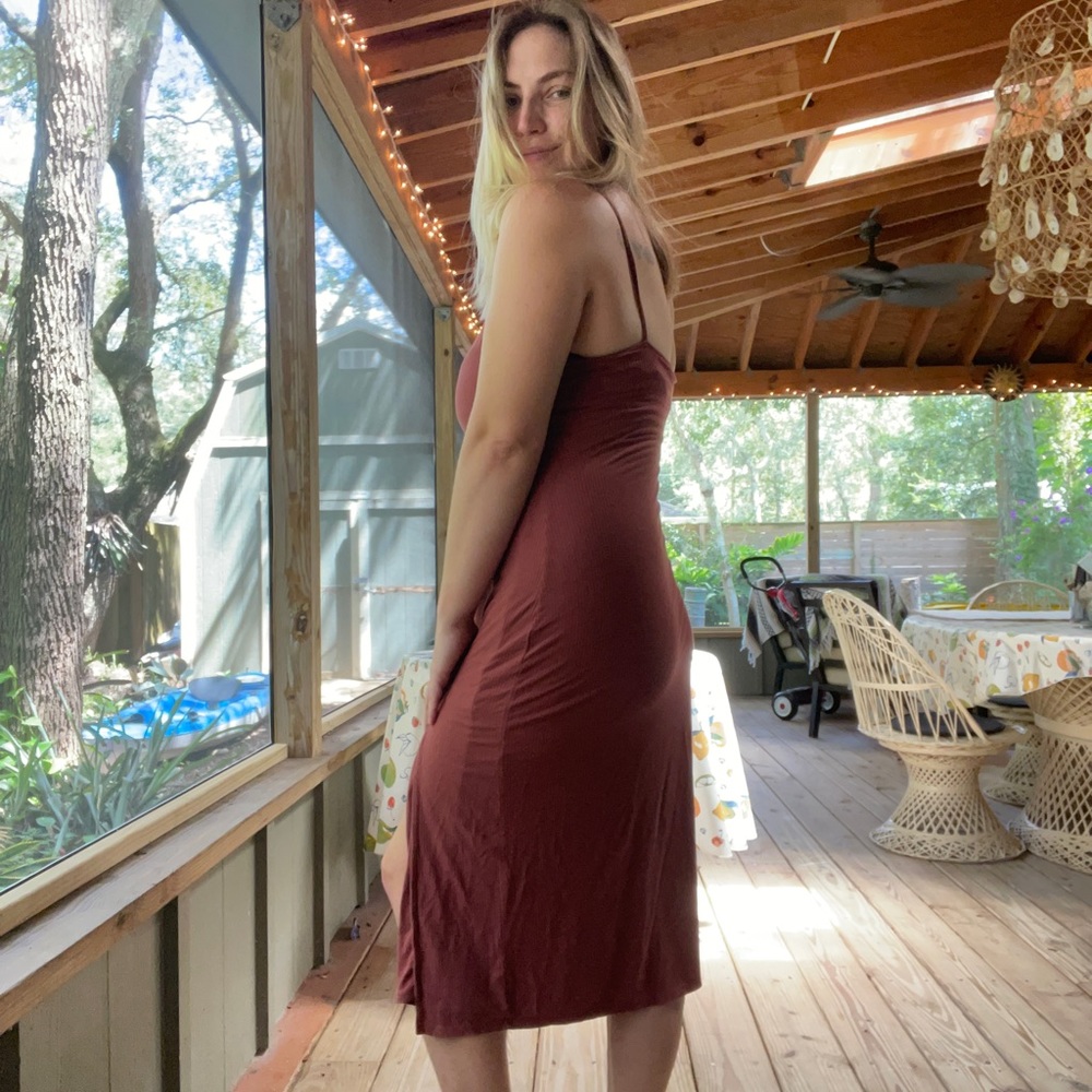 Abercrombie & Fitch Body Con Midi/Maxi Jersey Dress with Slit